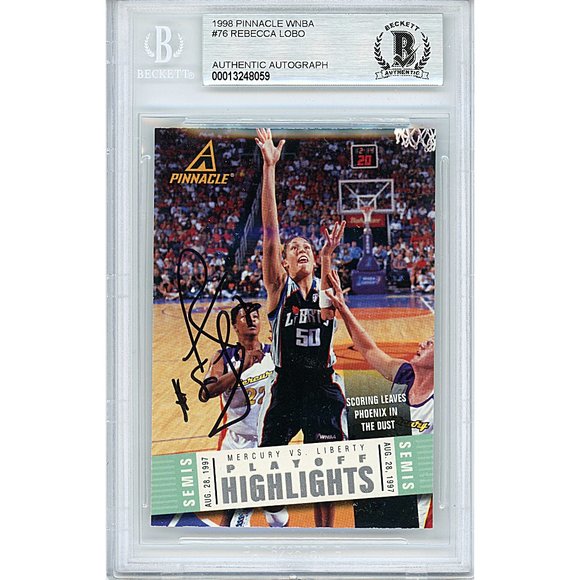 Rebecca Lobo Liberty Signed 1998 WNBA Pinnacle Basketball Card Beckett Autograph - Picture 1 of 4